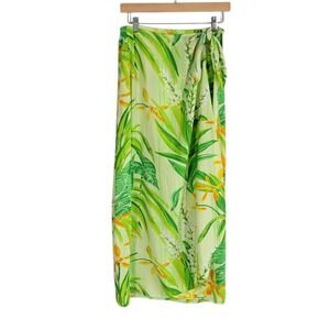 Jams World Wrap Skirt Size Large Sarong Hawaiian Midi Tropical Beach Lily Valley